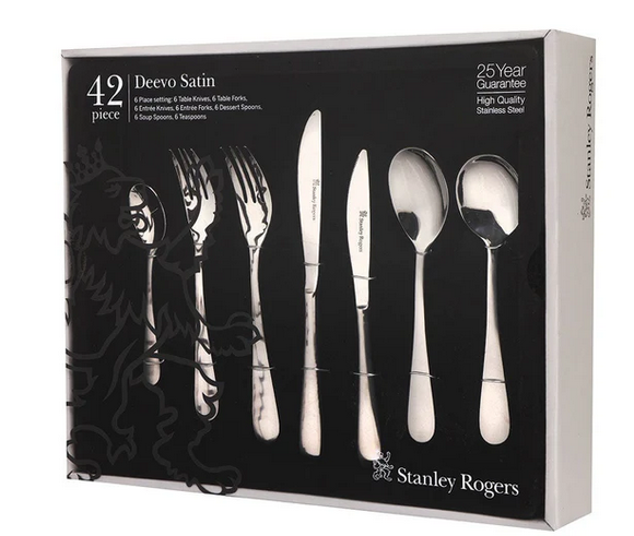 STANLEY ROGERS DEEVO SATIN 42PC CUTLERY SET