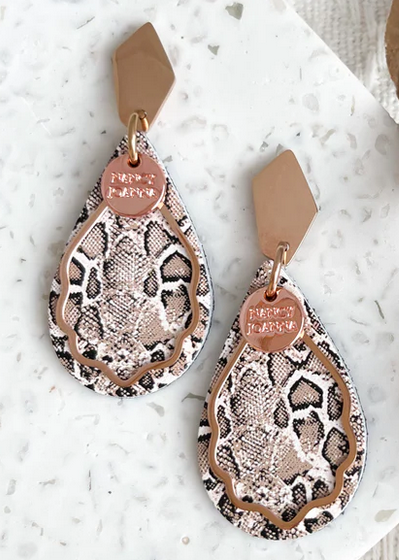 MINI UNTAMED SLITHER SNAKE TEARDROP EARRINGS - ROSE GOLD