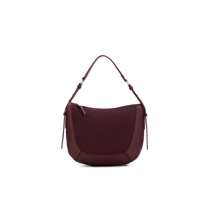 BURGANDY SUEDETTE TOP HANDLE HANDBAG