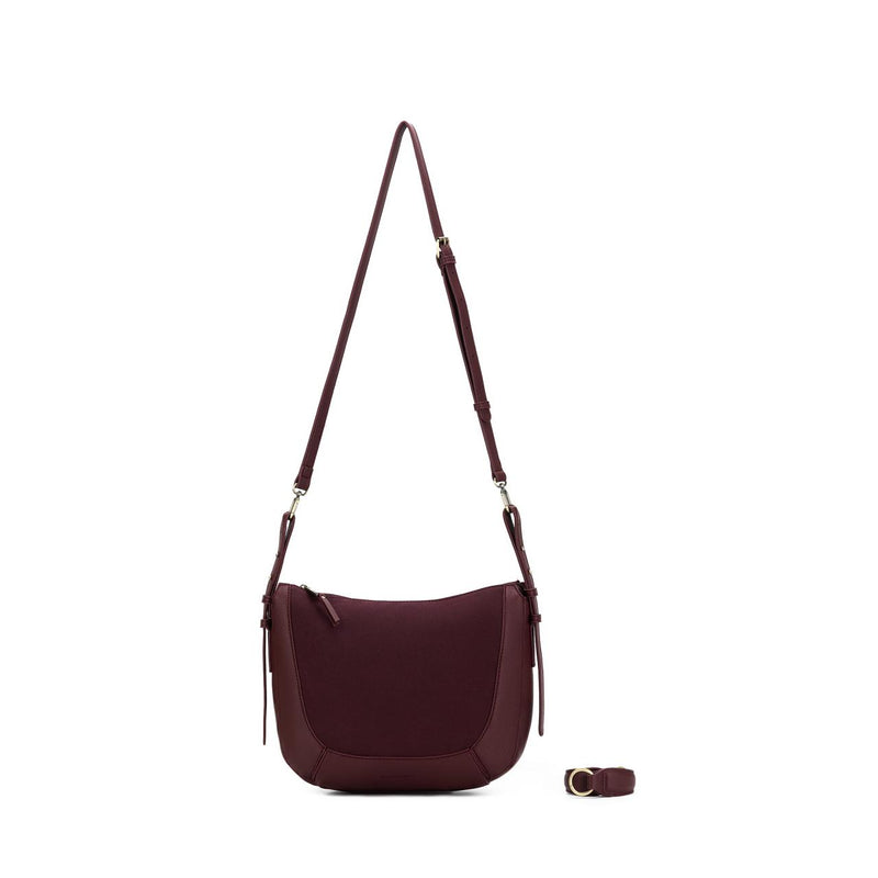 BURGANDY SUEDETTE TOP HANDLE HANDBAG