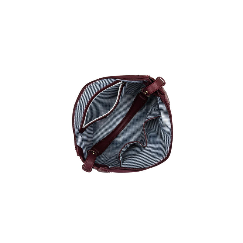 BURGANDY SUEDETTE TOP HANDLE HANDBAG