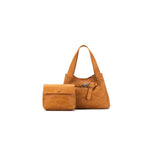 TAN 2 PIECE TOP HANDLE HANDBAG