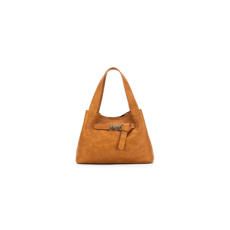TAN 2 PIECE TOP HANDLE HANDBAG