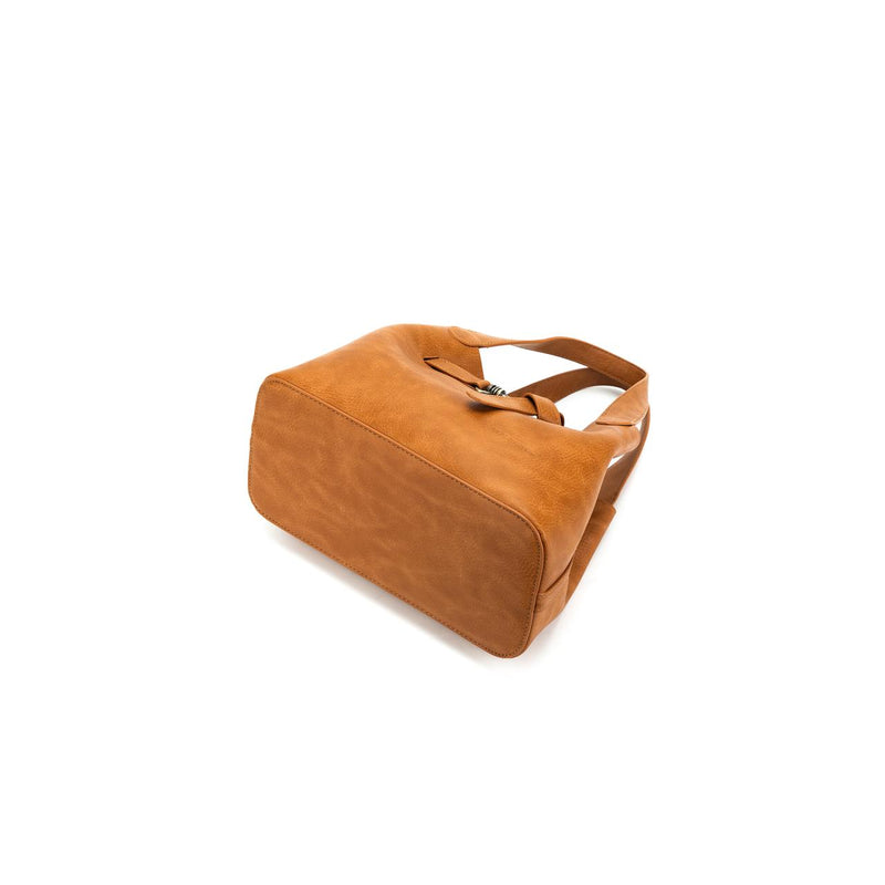 TAN 2 PIECE TOP HANDLE HANDBAG