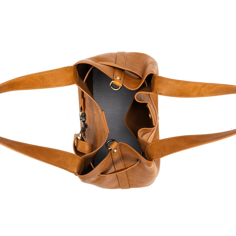 TAN 2 PIECE TOP HANDLE HANDBAG
