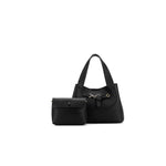 BLACK 2 PIECE TOP HANDLE HANDBAG