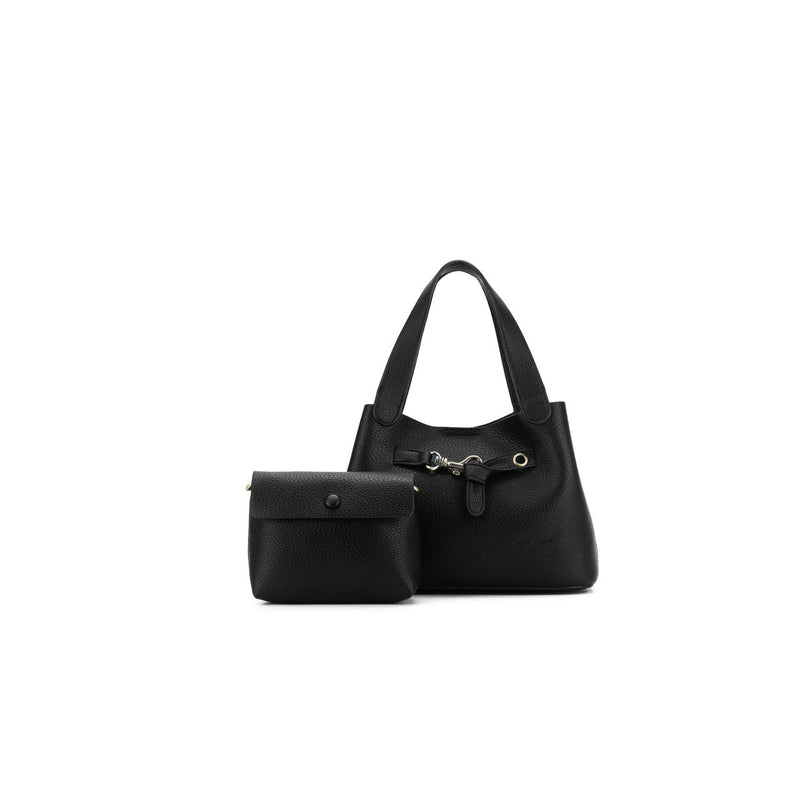 BLACK 2 PIECE TOP HANDLE HANDBAG
