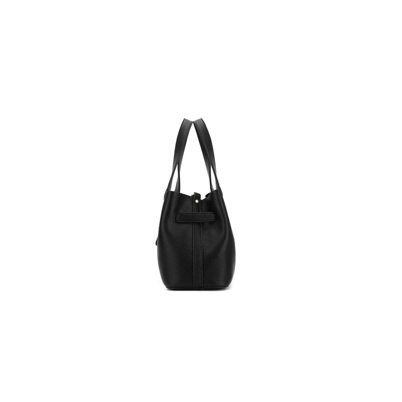 BLACK 2 PIECE TOP HANDLE HANDBAG