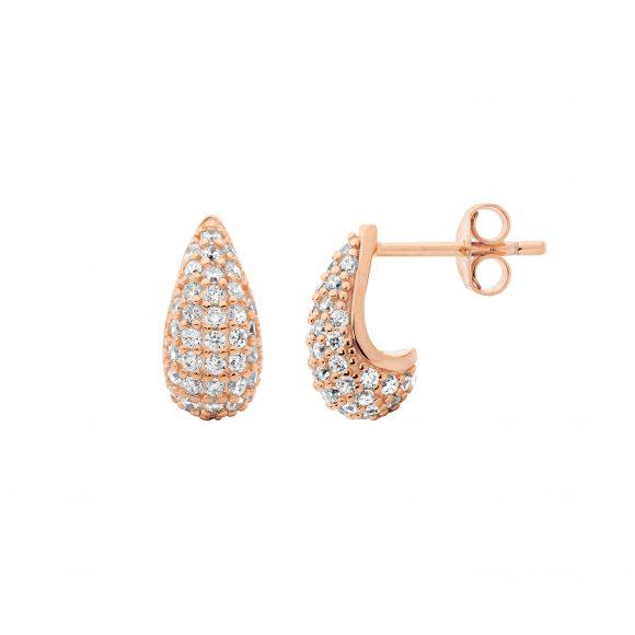 STERLING SILVER ROSE GOLD PLATED PAVE SET EARRINGS