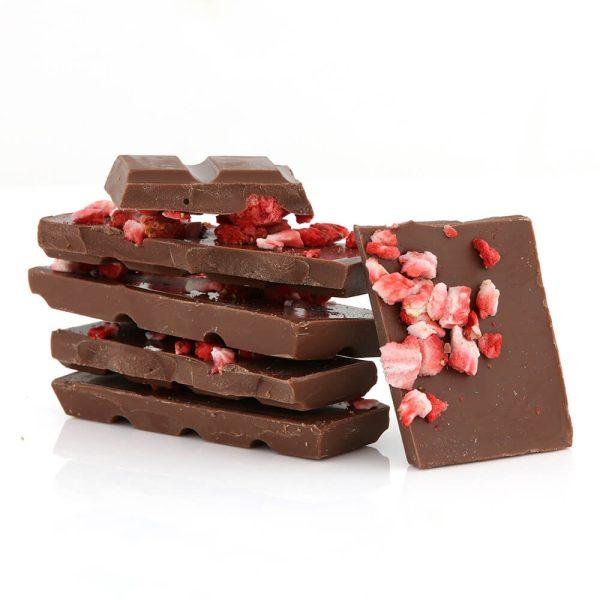 MILK CHOCOLATE BAR - STRAWBERRY FIELDS - 100G