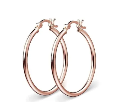 STERLING SILVER ROSE GOLD PLATED HOOP - 10MM