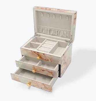 GLASS JEWELLERY BOX - BLUE
