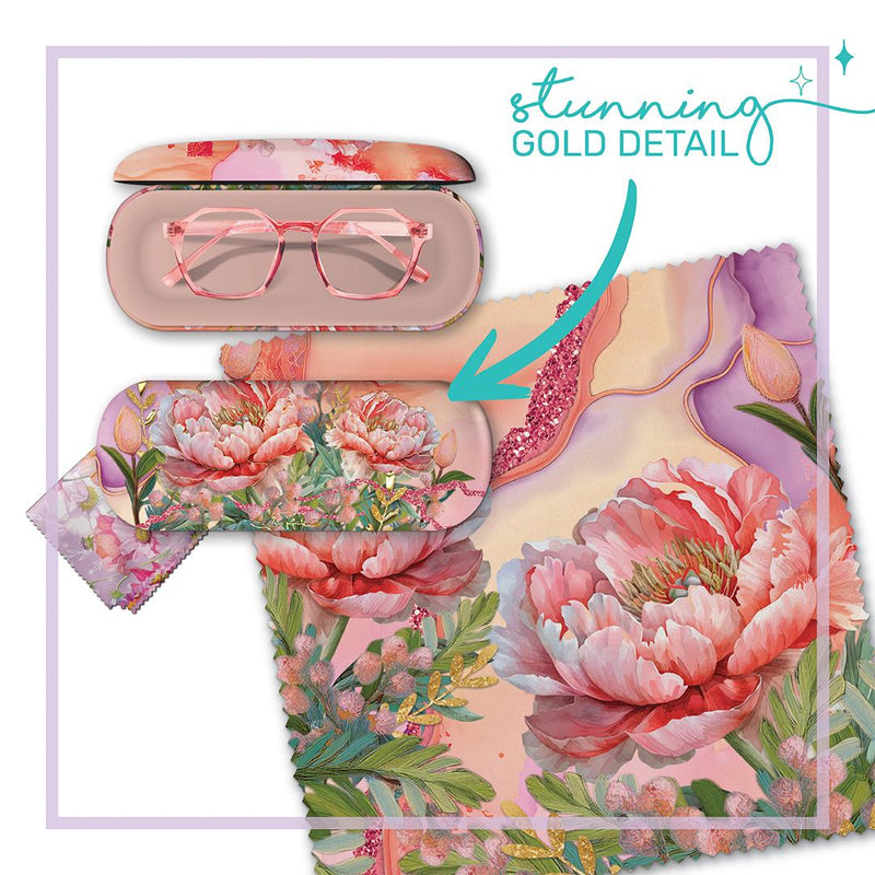 GLASS CASE - CORAL PEONY
