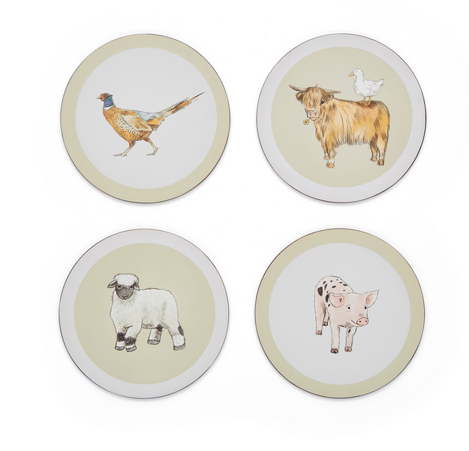 BUTTERCUP  FARM - SET OF FOUR COASTERS