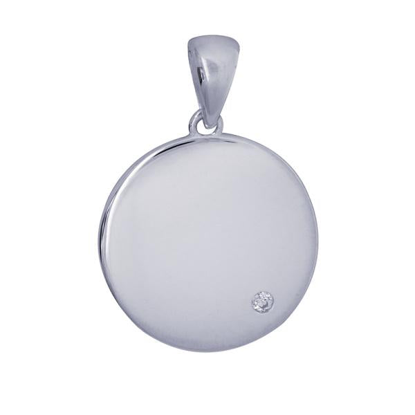 STERLING SILVER ROUND ENGRAVING SHAPE WITH CUBIC ZIRCONIA