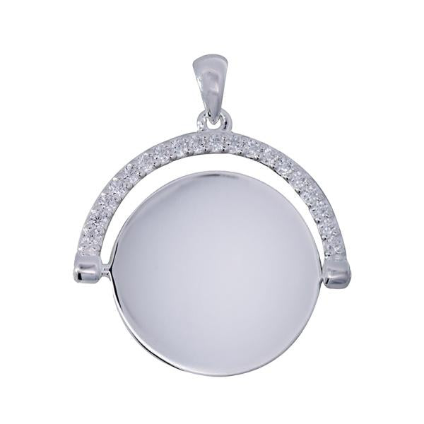 STERLING SILVER SPINNER PENDANT WITH CUBIC ZIRCONIA