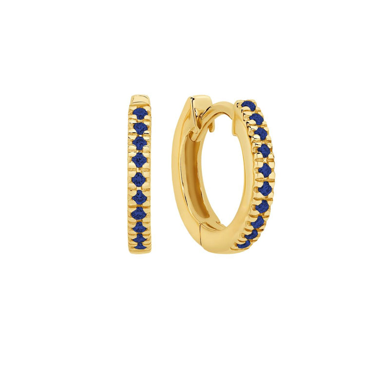 9CT YELLOW GOLD SAPPHIRE HUGGIES