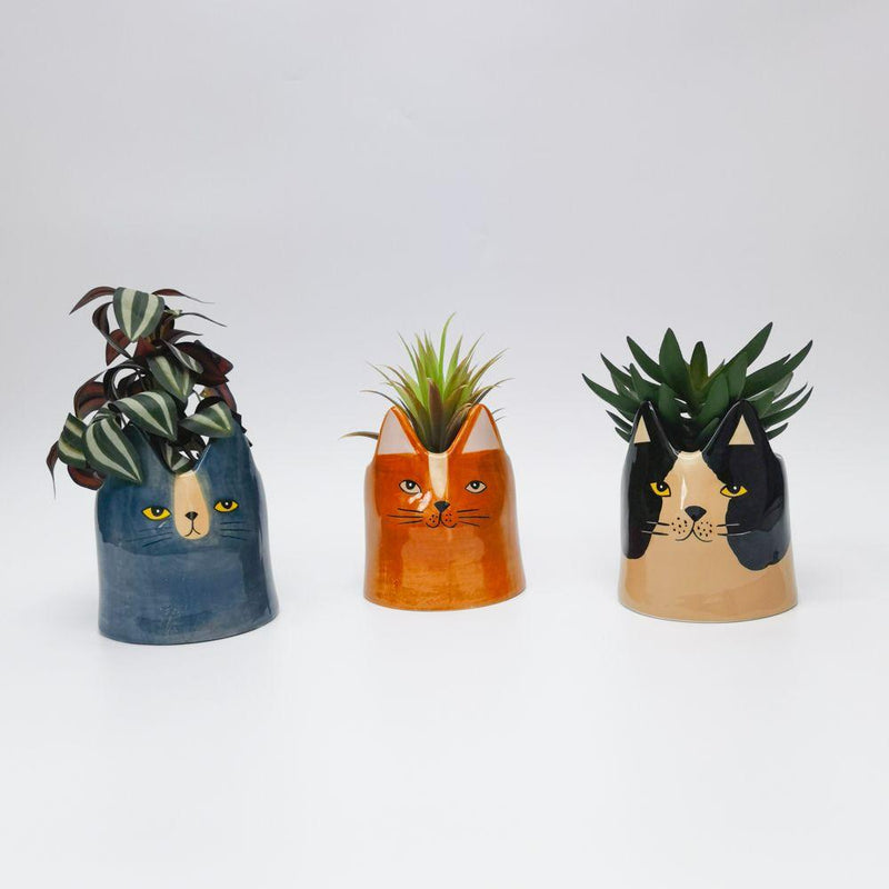 BAILEY CAT PLANTER BLACK AND WHITE