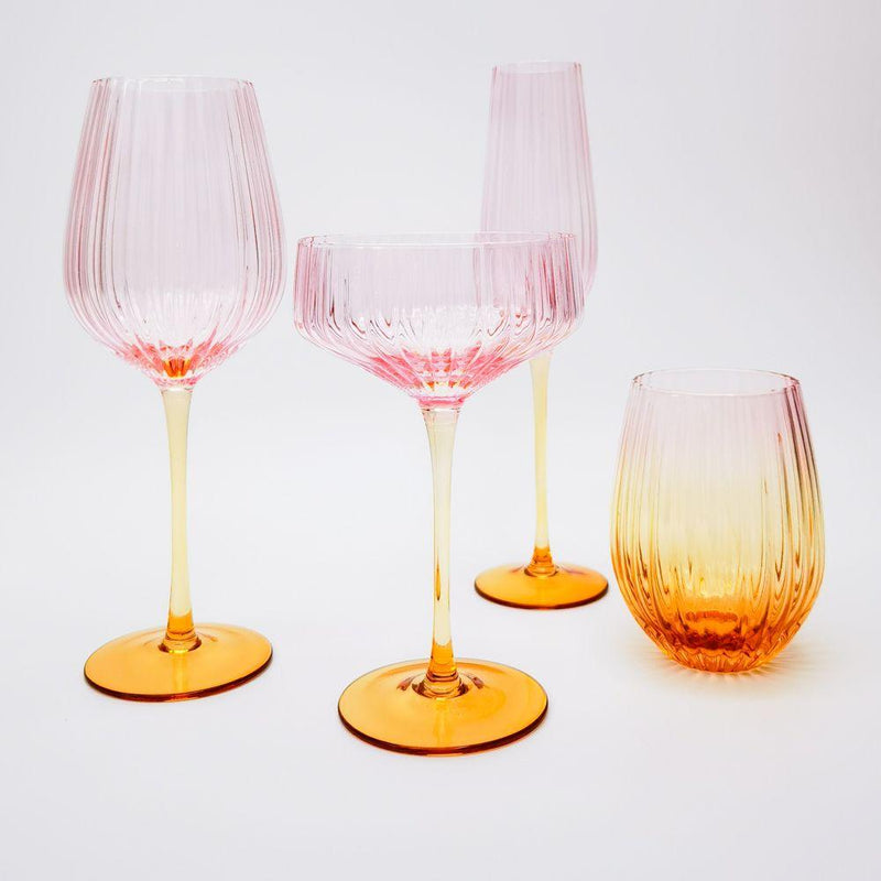 WINE GLASS - PINK & YELLOW