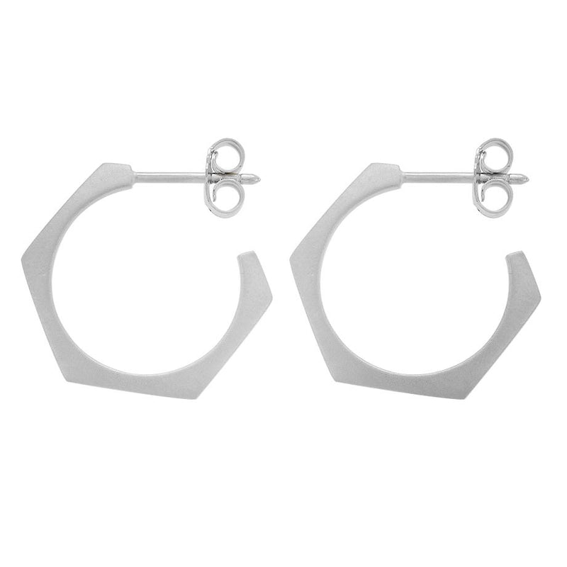 STERLING SILVER OCTAGONAL HOOP EARRINGS