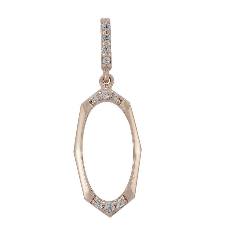 STERLING SILVER ROSE GOLD PLATED OVAL PENDANT