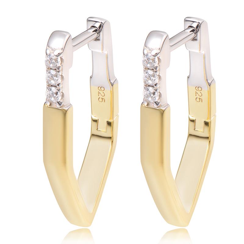 STERLING SILVER GOLP PLATED HOOP EARRINGS