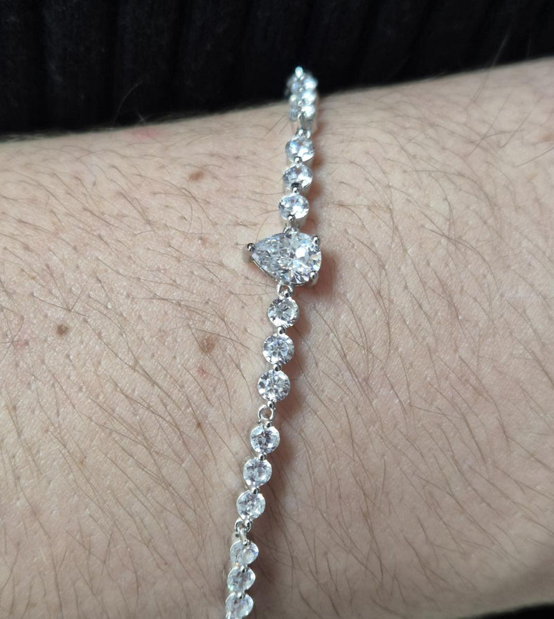 STERLING SILVER CUBIC ZIRCONIA TENNIS BRACELET