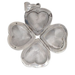 STERLING SILVER 4 LEAF CLOVER &  HEART LOCKET