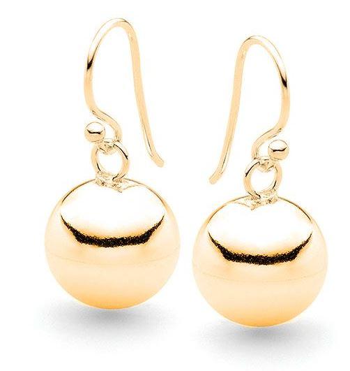 STERLING SILVER YELLOW GOLD PLATED BALL EARRINGS