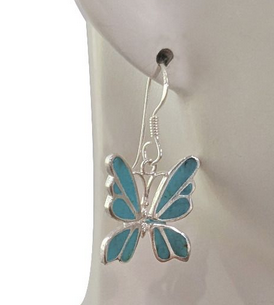 STERLING SILVER AND TURQUOISE BUTTERFLY EARRINGS