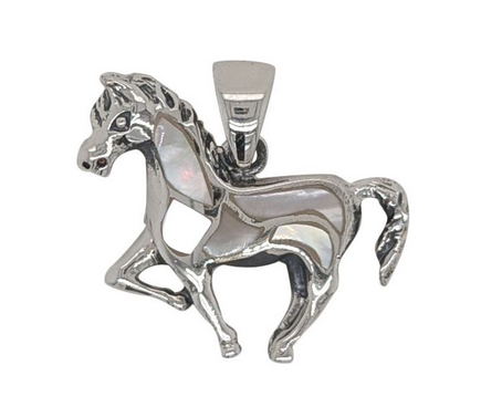 STERLING SILVER & MOTHER OF PEARL HORSE PENDANT