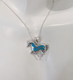 STERLING SILVER & TURQUOISE HORSE PENDANT