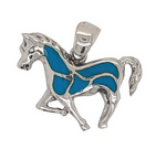 STERLING SILVER & TURQUOISE HORSE PENDANT