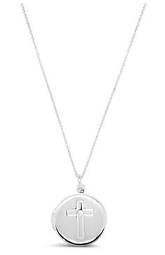 STERLING SILVER CROSS LOCKET NECKLACE