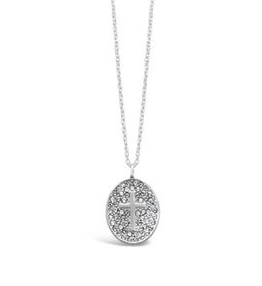 STERLING SILVER  CUBIC ZIRCONIA SET PENDANT WITH CROSS