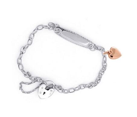 BABY ID BRACELET WITH ROSE GOLD PLATED HEART