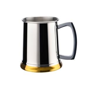 STAINLESS STEEL TANKARD WITH GOLD BASE