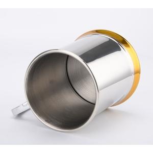 STAINLESS STEEL TANKARD WITH GOLD BASE