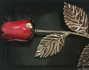 RED ROSE  WITH OVAL ENGRAVING PLAQUE