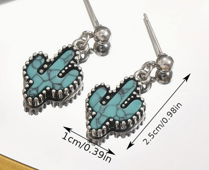 SILVER PLATED CACTUS EARRINGS