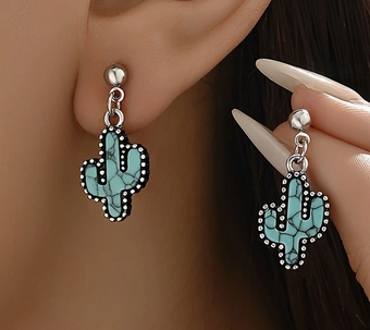SILVER PLATED CACTUS EARRINGS