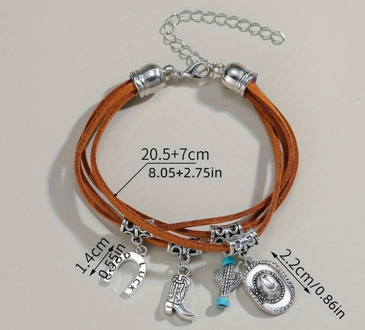 BLACK CORD CHARM BRACELET