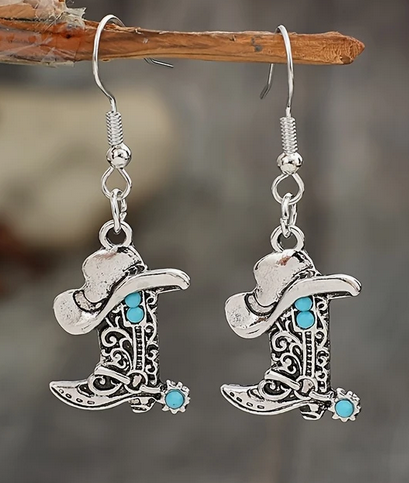 SILVER PLATED COWBOY BOOT EARRINGS