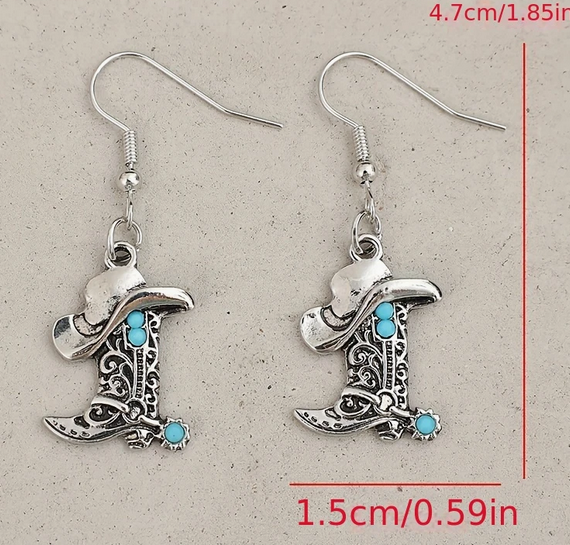 SILVER PLATED COWBOY BOOT EARRINGS