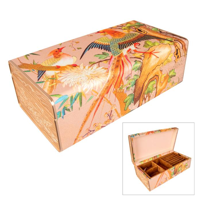 JEWELLERY  BOX PEACH WITH BIRDS