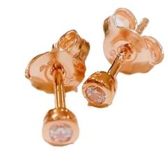 STERLING SILVER ROSE GOLD PLATED 3MM CUBIC ZIRCONIA STUDS