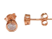 STERLING SILVER ROSE GOLD PLATED 4MM CUBIC ZIRCONIA STUDS