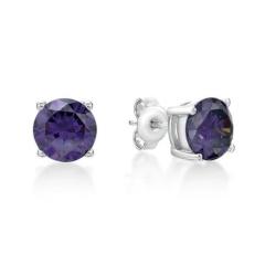 STERLING SILVER PURPLE (FEBRUARY BIRTHSTONE) CUBIC ZIRCONIA STUD