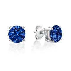 STERLING SILVER BLUE CUBIC ZIRCONIA STUDS