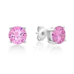 STERLING SILVER PINK CUBIC ZIRCONIA STUD